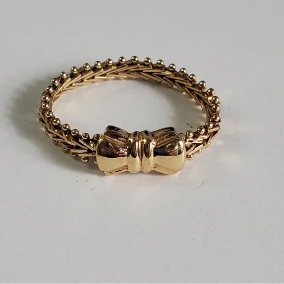 14K Gold Bow Flexible Ring - Picture 1 of 7
